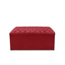 Calçadeira Baú Estofada Dunas Solteiro 90 - Veludo Vermelho