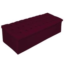 Calçadeira Baú Estofada Mel 195 cm King Size Com Capitonê Suede Bordô - Doce Sonho Móveis