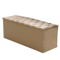 Calçadeira Baú Estofado Casal Istambul Dobuê 1,40m Bege Bege