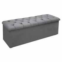 Calçadeira Baú Giovana Casal 140 Cm Suede Cinza