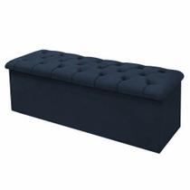 Calçadeira Baú Giovana Queen 160 Cm Suede Azul Escuro - MV Estofados Shop