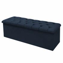 Calçadeira Baú Giovana Queen 160 Cm Suede Azul Escuro