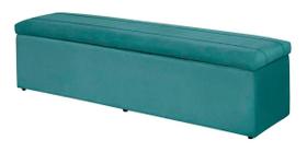 Calçadeira Baú Helena 100 cm Suede Azul Turquesa