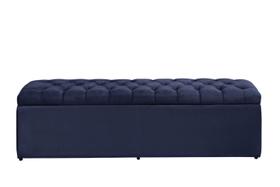 Calçadeira Baú Imperatriz 193 cm Suede Azul Marinho