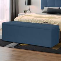 Calçadeira Baú King 1,95m Roma Suede Azul Marinho SKY MOBILE