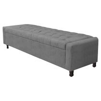 Calçadeira Baú King Everest P02 195 cm para cama Box Suede - Amarena Móveis