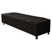 Calçadeira Baú King Everest P02 195 cm para cama Box Suede Preto - Amarena Móveis
