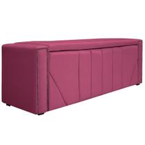 Calçadeira Baú King Minsk P02 195 cm para cama Box Sintético Pink - Amarena Móveis