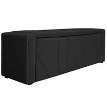 Calçadeira Baú King Minsk P02 195 cm para cama Box Sintético Preto - Amarena Móveis