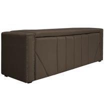 Calçadeira Baú King Minsk P02 195 cm para cama Box Suede Marrom - Amarena Móveis