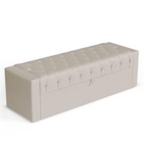Calçadeira Báu King Size Atena 195cm Capitonê Suede Bege Claro - Abmaza