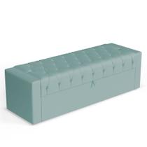 Calçadeira Báu King Size Atena 195cm Capitonê Veludo Acqua - Desk Design Calçadeira Báu King Size Atena 195cm Capitonê Veludo Acqua - Desk Design