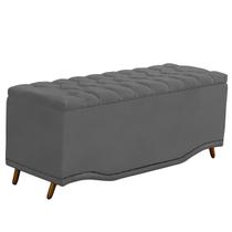 Calçadeira Baú King Size Estofada Maitê Veludo Cinza Escuro