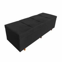 Calçadeira Baú Madri Solteiro 90 cm Suede Preto