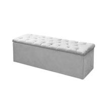 Calçadeira Baú P/ Box King 195cm Mirage c/ Capitonê Corano Branco Dl Decor