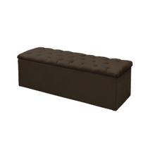 Calçadeira Baú P/ Box King 195cm Mirage c/ Capitonê Suede Marrom LM DECOR