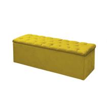 Calçadeira Baú P/ Box Solteiro 90cm Mirage c/ Capitonê Suede Amarelo - Dl Decor