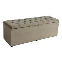 Calçadeira Baú Padua de 138 cm Larhome Suede Veludo Marrom claro.