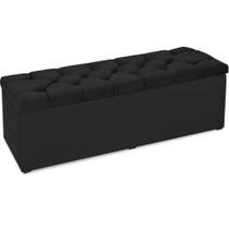 Calçadeira Baú Paris 160 cm Suede Preto- JS Móveis