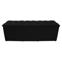 Calçadeira Baú Paris Casal 140 cm Botão Strass Suede Preto Eli Móveis