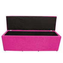 Calçadeira Baú Paris Casal 140 cm Botão Strass Suede Rosa Pink Eli Móveis