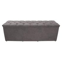 Calçadeira Baú Paris King 195 cm Botão Strass Suede Prata Do Lar Móveis