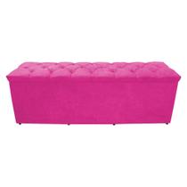 Calçadeira Baú Paris Queen 160 cm Botão Strass Suede Rosa Pink Eli Móveis