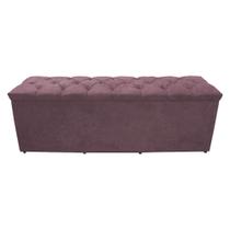 Calçadeira Baú Paris Queen 160 cm Botão Strass Suede Rosê Eli Móveis