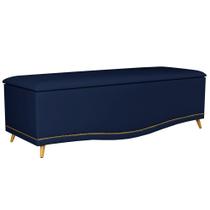 Calçadeira Baú Queen 160cm Imperial J02 Veludo Azul - Mpozenato