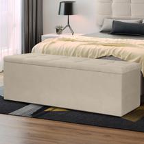 Calçadeira Baú Queen 1,60m Roma Suede Bege SKY MOBILE