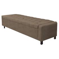 Calçadeira Baú Queen Everest P02 160 cm para cama Box Suede Marrom - Amarena Móveis