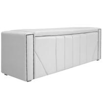 Calçadeira Baú Queen Minsk P02 160 cm para cama Box Sintético Branco - Amarena Móveis