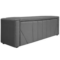 Calçadeira Baú Queen Minsk P02 160 cm para cama Box Suede - ADJ Decor