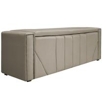 Calçadeira Baú Queen Minsk P02 160 cm para cama Box Suede Bege - Amarena Móveis