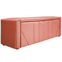 Calçadeira Baú Queen Minsk P02 160 cm para cama Box Suede - Doce Sonho Móveis