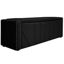 Calçadeira Baú Queen Minsk P02 160 cm para cama Box Suede Preto - Amarena Móveis