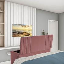 Calçadeira Baú Recamier Estofada Cama de Casal 140cm Grécia material sintético Rose- MABE MAGAZINE