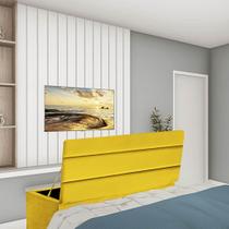 Calçadeira Baú Recamier Estofada Cama de Solteiro 100cm Argentina material sintético Amarelo- MABE MAGAZINE