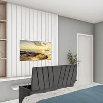 Calçadeira Baú Recamier Estofada Cama De Solteiro 100cm Bélgica Suede Cinza Escuro- Mabe Magazine