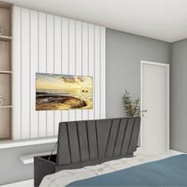 Calçadeira Baú Recamier Estofada Cama king 190cm Bélgica material sintético Cinza Escuro- MABE MAGAZINE