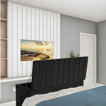 Calçadeira Baú Recamier Estofada Cama King 190cm Carla Suede Preto- MABE MAGAZINE