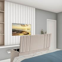 Calçadeira Baú Recamier Estofada Cama King 190cm Grécia Suede Bege- MABE MAGAZINE