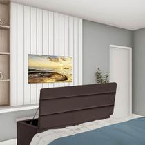 Calçadeira Baú Recamier Estofada Cama Queen 160cm Argentina Suede Marrom- Mabe Magazine