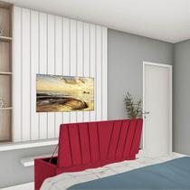 Calçadeira Baú Recamier Estofada Cama Queen 160cm Bélgica Suede Vermelho- MABE MAGAZINE