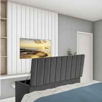 Calçadeira Baú Recamier Estofada Cama Queen 160cm Carla Suede Cinza Escuro- MABE MAGAZINE