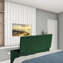 Calçadeira Baú Recamier Estofada Cama Queen 160cm Grécia material sintético Verde- Mabe Magazine