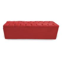 Calçadeira Bau Recamier Estofada Capitonada Casal 140cm Suede Cor Vermelho