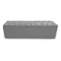 Calçadeira Bau Recamier Estofada Capitonada Solteiro 90cm Suede Cor Cinza