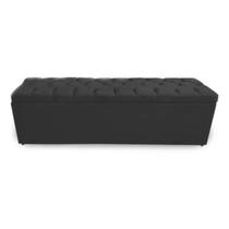 Calçadeira Bau Recamier Estofada Capitonada Solteiro 90cm Suede Cor Preto