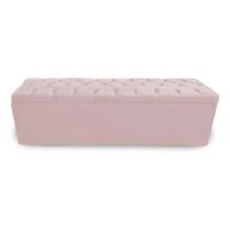 Calçadeira Bau Recamier Estofada Capitonada Solteiro 90cm Suede Cor Rosa